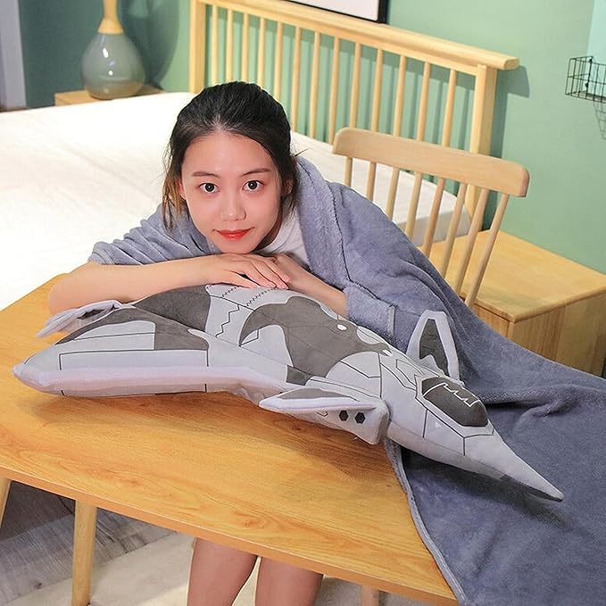 29 inch Airplane Model Plush with Blanket Warplane Stuffed Animal Toy Space Shuttle Airplane Plush Toy Airplane Decoration Warplane Sofa