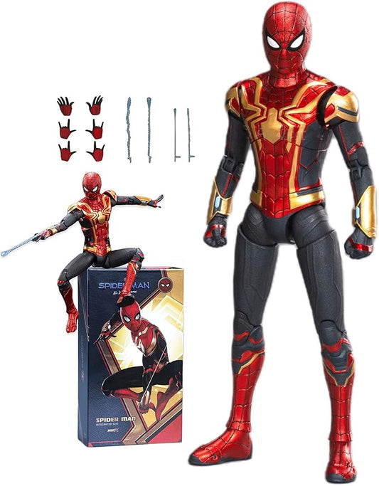 No Way HomeSpiderman Action Figures-7 Inch All Joints Movable Exquisite Collection Gift Toy (Gold & Red)