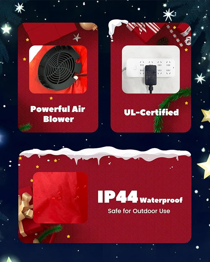 12 FT Christmas Inflatable Santa Sleigh with 5 Reindeer Outdoor Decoration, Blow Up Yard Decor with Bright LED Lights, Santa Claus Xmas Decor for Garden Lawn Backyard