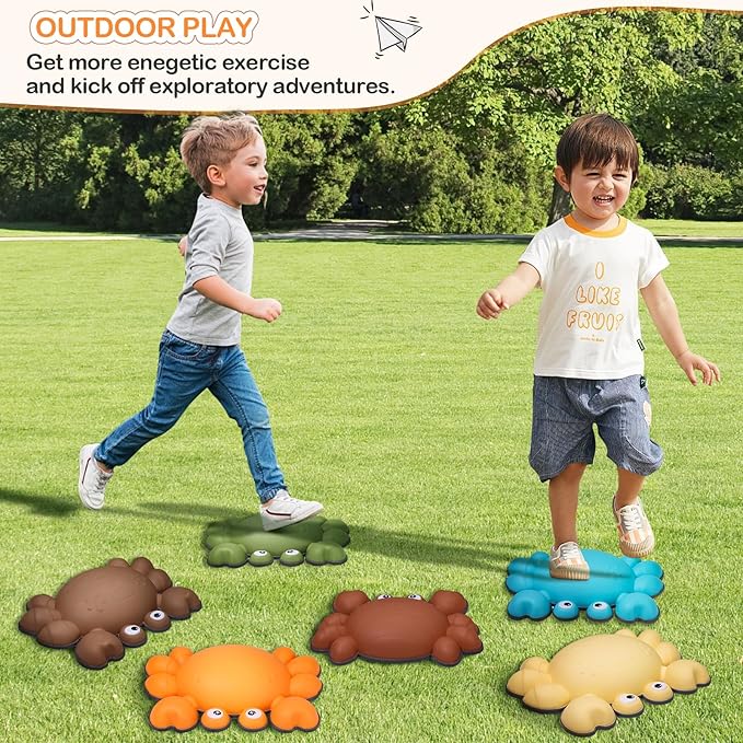 TOPNEW Toddler Stepping Stones for Kids, 6pcs Non-Slip Balance Stepping Stones for Promoting Children's Coordination Skills, Indoor & Outdoor Sensory Toys Obstacle Course for Kids Age 3 4 5 6 7+