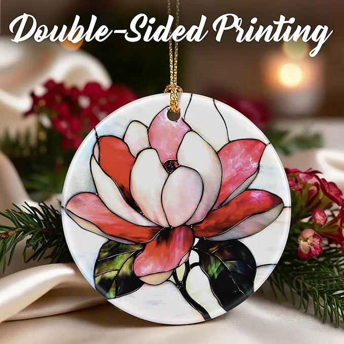 Magnolia Flower Christmas Ornaments: Christmas Tree Ornaments, Holiday Decor for Flower Lovers, Stocking Stuffers, Gift Ideas, Xmas Gifts & Gifts for Nature and Garden Lovers