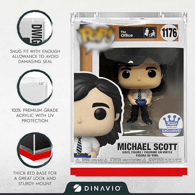 Acrylic Funko Pop Display Case - Sturdy Stackable Design - 4mm Case Compatible with 4'' Vinyl Figures - Red Base