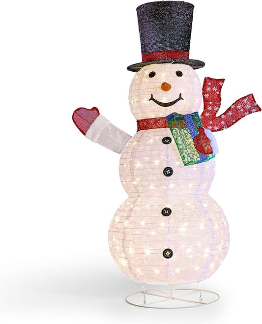 Joiedomi Snowman Christmas Outdoor Decoration, 150 LED Lighted Christmas Holiday Decorations, Collapsible Snowman Yard Lights Backyard Garden Lawn Xmas Decor, Red Scarf