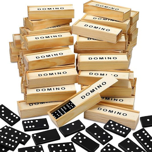 Hungdao 80 Pack Mini Dominoes Set Bulk Double 6 Dominoes Wooden Miniature Classic Board Games Party Favor Travel Box Educational Toys for Adults with Brown Wood Case