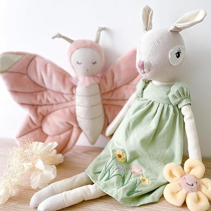 MON AMI Buttercup The Doe Doll – 17”, Linen Plush Doll with Floppy Ears, Use as Toy or Room Decor, for Kids of All Ages