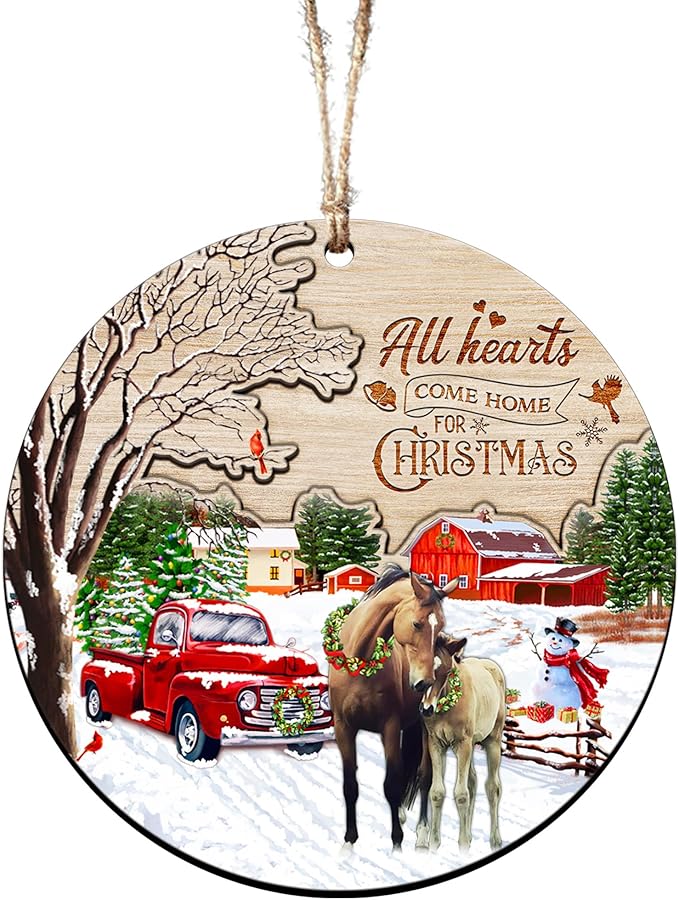 2025 Christmas Ornaments Gifts for Men, Women - Christmas, Farmhouse Gifts for Family, Mom, Dad, Friends, Horse Lovers, Horse Decor - Christmas Tree Decoration Wooden Ornament