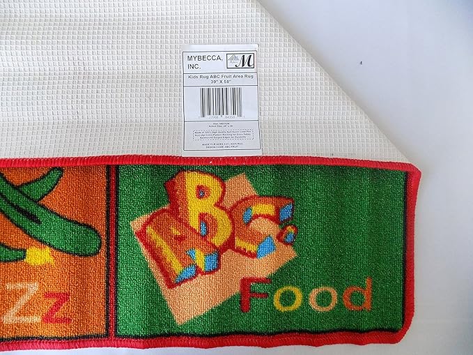 Mybecca Carpets for Kids Literacy ABC Food & Fruits Kids Rug, 3' x 5' (39" X 58")