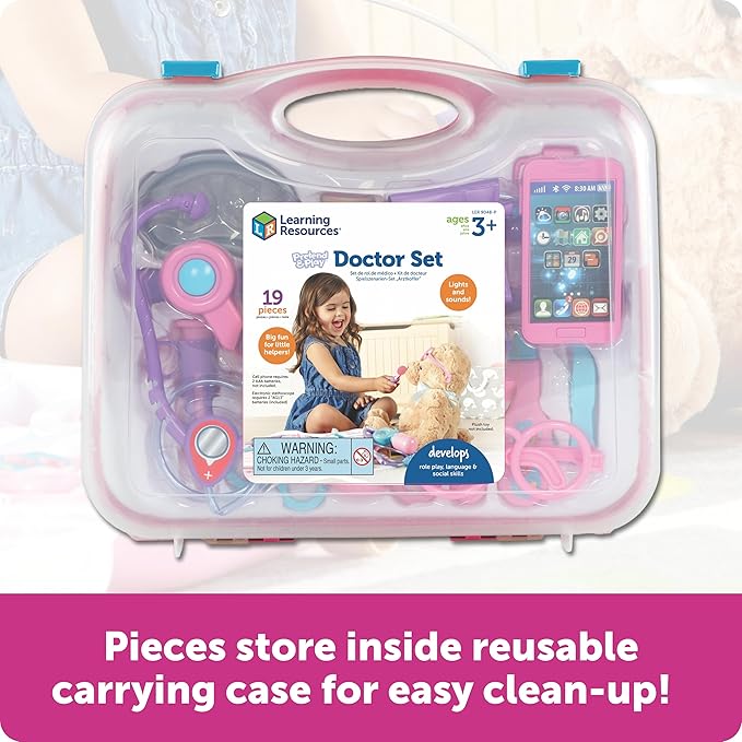 Learning Resources Pretend and Play Doctor Kit - 19 Piece Set, Doctor Kit and Costume for Kids, Toy Medical Kit, Toddler Social Emotional Learning Toys, Gifts for Ages 3+