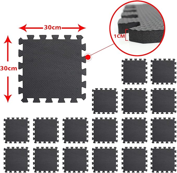 meiqicool Foam Play Mat Thick Soft EVA Interlocking Foam Floor Mats Children Yoga Exercise Multi Jigsaw Puzzle Blocking Board Kids Playmats Play Black 18 Piece D