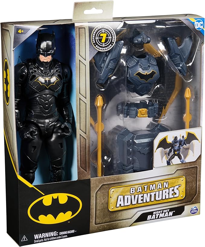 Batman Adventures, 12-inch Night Sky Batman Action Figure with Expandable Wings, Kids Toys for Boys and Girls Age 3 and Up