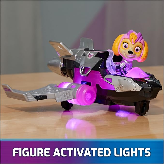 Paw Patrol: The Mighty Movie, Airplane Toy with Skye Mighty Pups Action Figure, Lights and Sounds, Kids Toys for Boys & Girls 3+