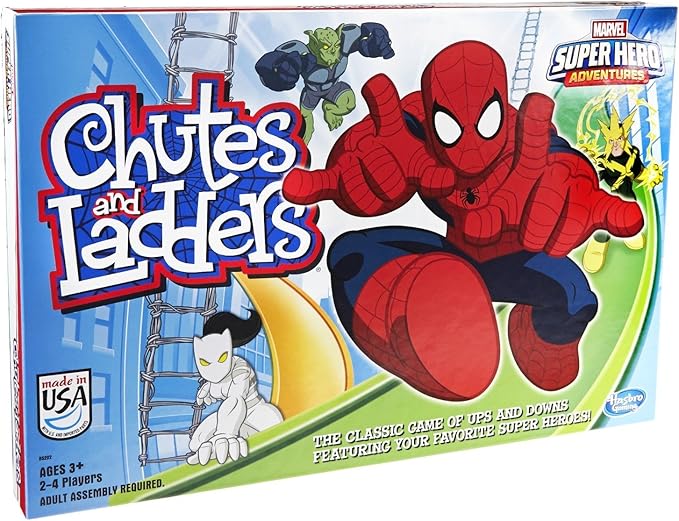 Hasbro Gaming Chutes and Ladders: Marvel Spider-Man Edition Board Game for Kids 2-4 Players, Preschool Games, Ages 3 and Up (Amazon Exclusive)