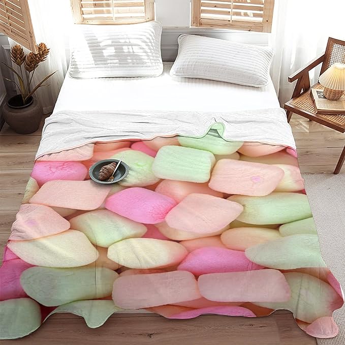 Marshmallow Candy Blanket Fleece Lightweight Throws Gift for Birthday Christmas Soft Flannel Blankets for All Season Bed Sofa Teen Size-50"x60"
