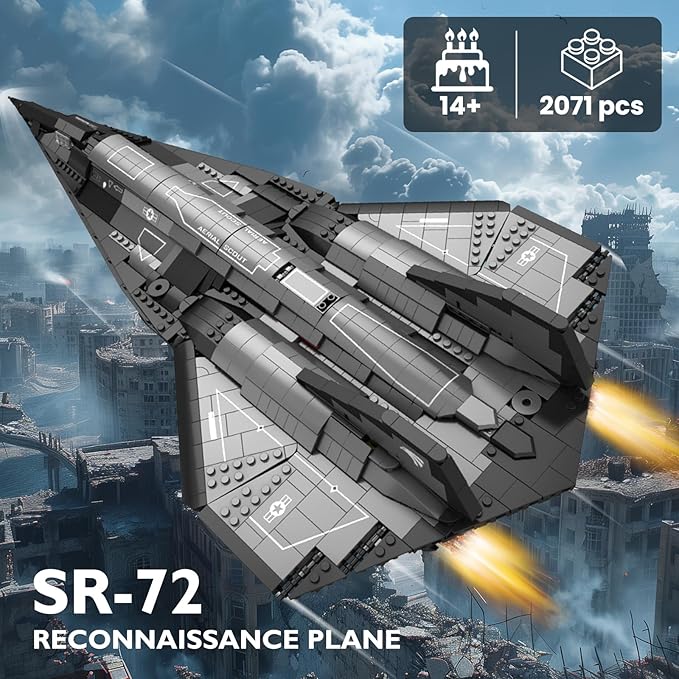 JMBricklayer Military Plane Building Blocks Set 60012, Cool SR-72 Eagle Reconnaissance Aircraft Building Toys Set, Collectible and Display Airplane Model, Ideal Gift for Adult Military Fans