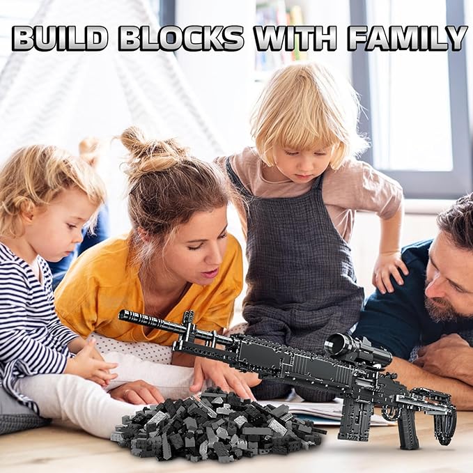 Sosuy Building Block Gun Sets, MK14 DIY Shootable Sniper Model Guns Army Toys for Adult Teen Boys,Birthday for Men Kids Age 8+,Realistic Bricks Collection for Military Fan 1468PCS