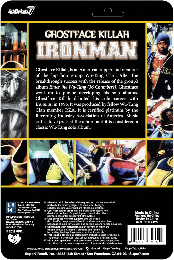 Super7 Ghostface Killah (Ironman) - 3.75" Ghostface Killah Action Figure with Accessories Hip Hop Collectibles and Retro Toys