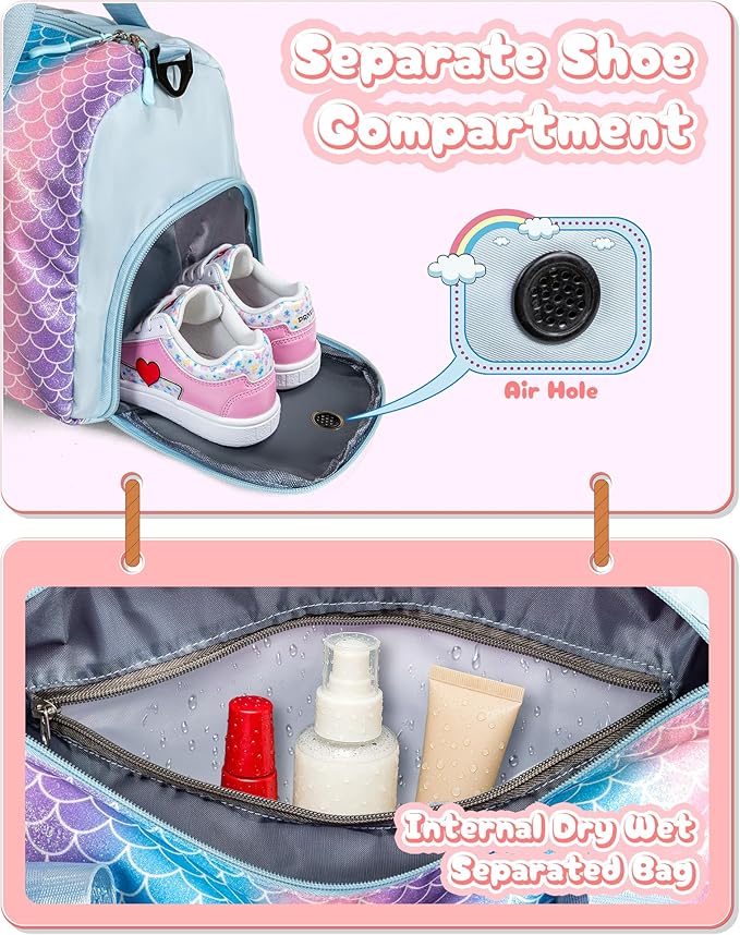 6 7 8 9 10 Year Old Girls Birthday Gift-Girl Gym Bag with Shoe Compartment, Kid Personalized Weekender Overnight Bags, Initial Travel Tote with Makeup Pouch, Easter Gifts for Teen (Letter Q)