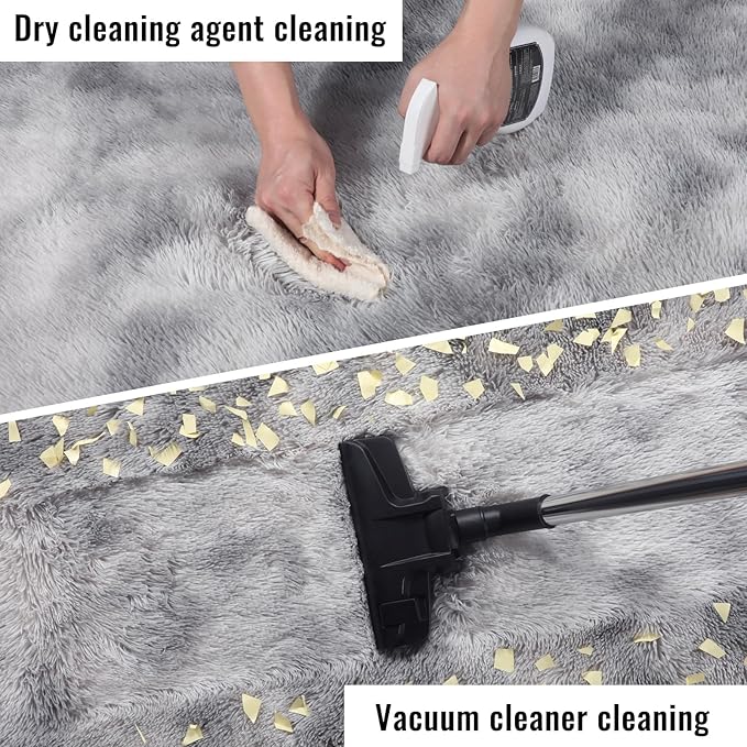 PAGISOFE Light Grey Shaggy Abstract Area Rug 6x9 Feet, Plush Fluffy Rugs for Living Room, Soft Rug for Bedroom, Furry Rugs for Girls Boys Kids Room, Large Fuzzy Rug for Playroom, Shag Carpet