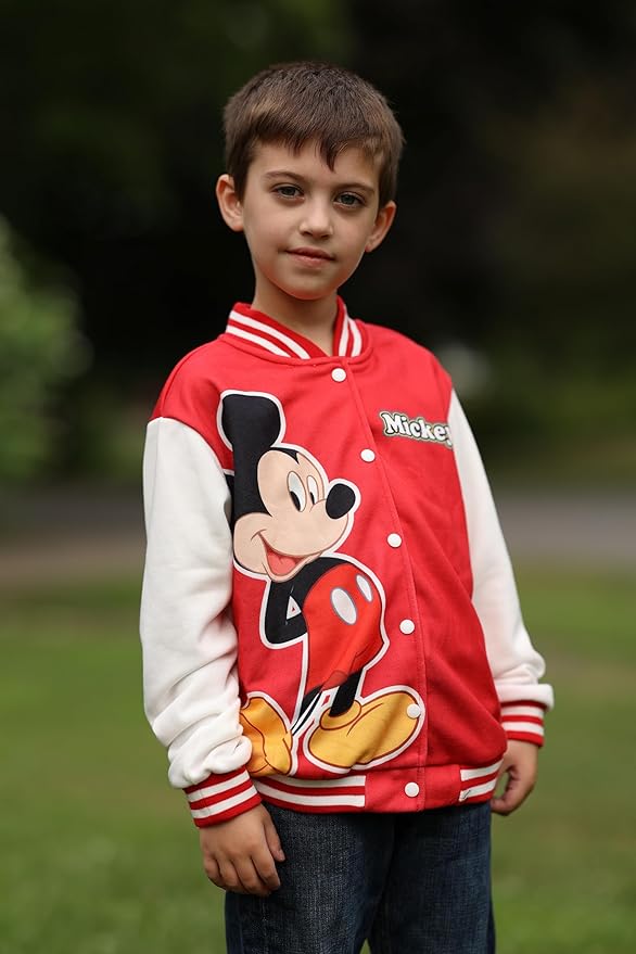 Disney Minnie Mickey Stitch Princess Frozen Elsa Marvel Jacket Lightweight Coat Button up Color Block Sweatshirt 2-14 Years