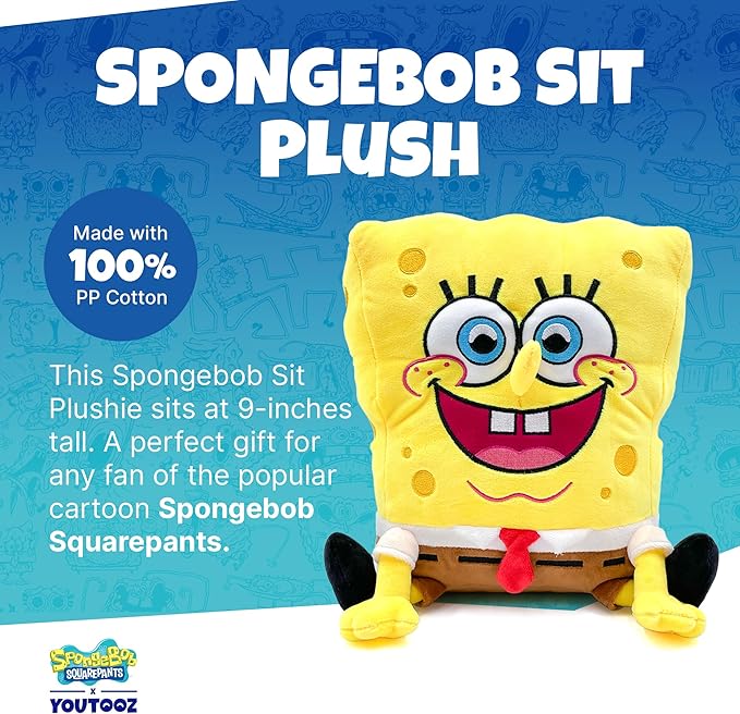 Youtooz Spongebob Sit Plush 9" Inch Collectible, Official Licensed Soft Spongebob Sit Plushie From Spongebob Squarepants By Youtooz Plush Collection