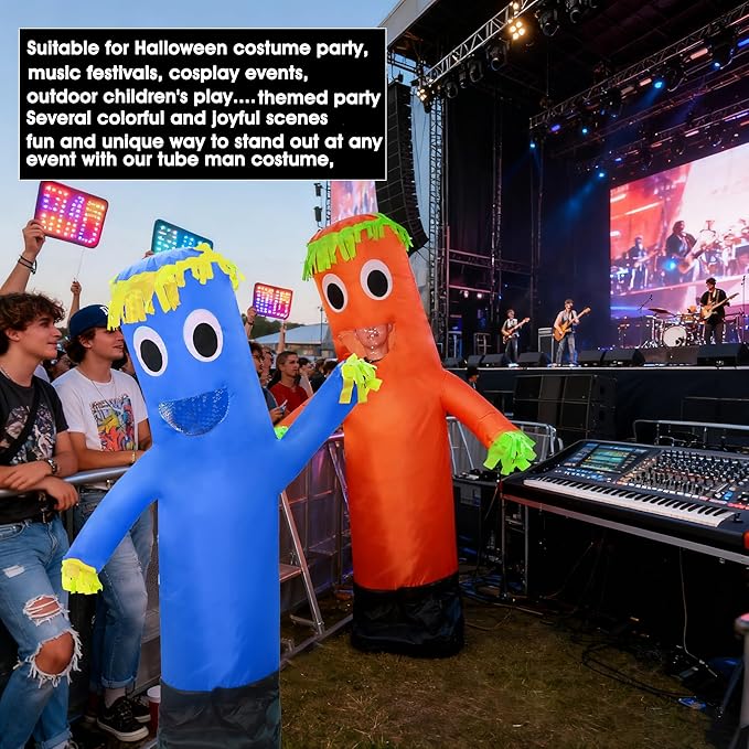Inflatable Tube Man Costume,Inflatable Costumes for Adult,Wacky Wavy Arm Guy Funny Halloween Costume for Adults