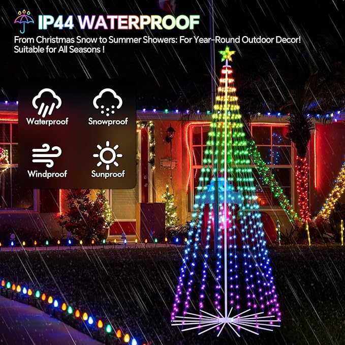 12 FT Outdoor Christmas Tree,Smart APP Remote Control RGB Color Changing DIY Timer 832 LED Christmas Tree for Indoor Outdoor Decorations