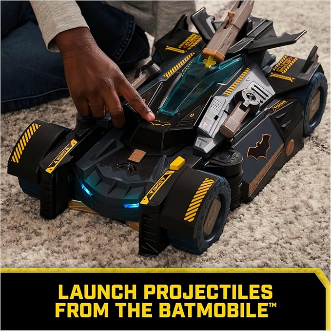 DC Comics Batman, Ultimate Transforming Batmobile Playset, 2-in-1 Playset with Exclusive Figure and Glider, Lights, Sounds, Kids Toys for Boys and Girls 4 and Up