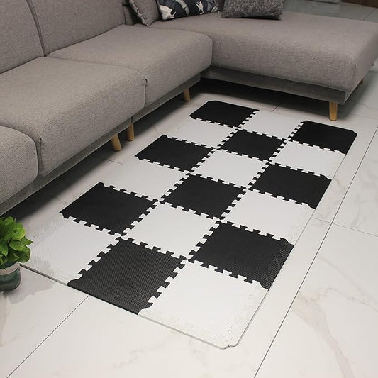 MQIAOHAM® 18 Pieces + 18 Edges Puzzle Play Mats, Soft Baby Play Mat, Kids Interlocking Foam Floor Tiles, Toddlers Carpet Playmats XZ301018-101104