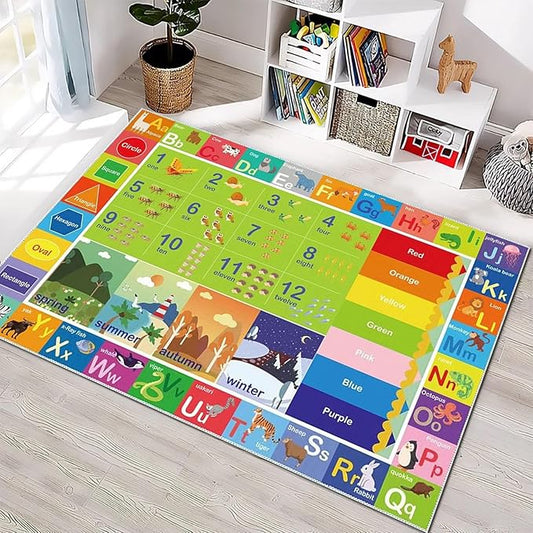 ABC Rug for Kids Playroom,Toddler Alphabet Mats Washable for Baby Area,Classroom,Play Room,Floor,Nursery(3×5FT)