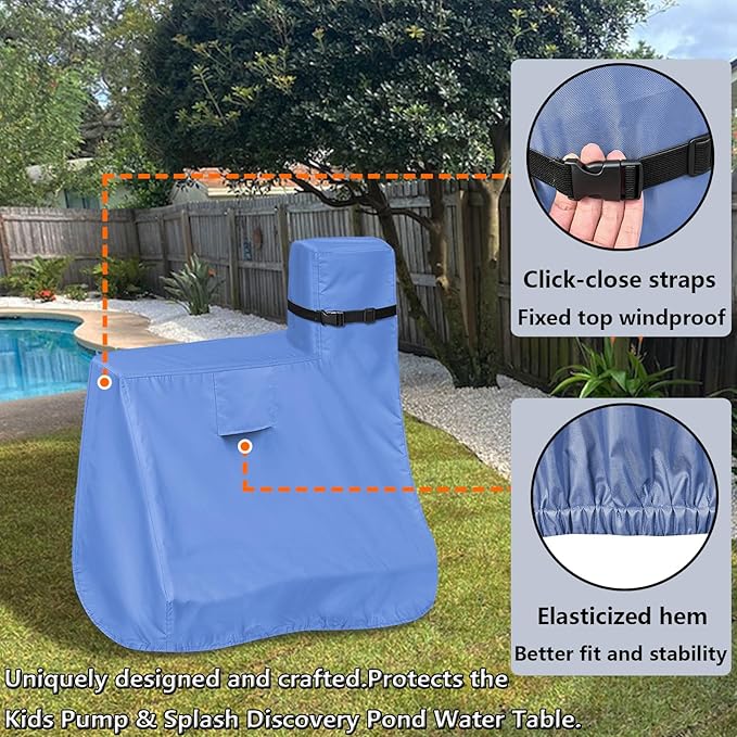 Kids Water Table Cover for Step2 Pump & Splash Discovery Pond Water Table, Outdoor UV, Fade-resistant, Wind and Dust Protection Toddlers Water Activity Table Cover(Blue)