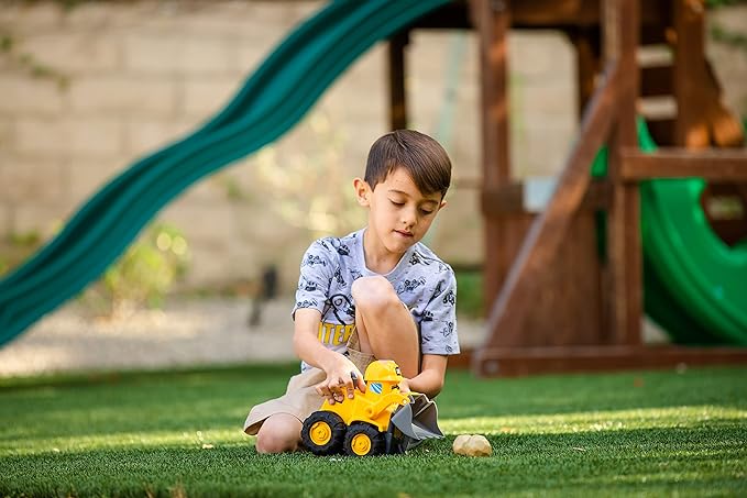 CAT Construction Toys, Front Loader Toy - Interactive Forward & Back Motion, Lights & Sounds, Animated Face - Batteries & Play Rocks Included - Ages 2+