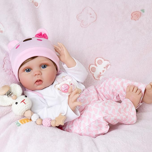 Lifelike Reborn Baby Dolls 22-Inch Realistic Newborn Baby Dolls That Look Real Cloth Body Real Life Baby Doll Girls with Clothes and Toy Accessories Gift Set for Kids Age 3+