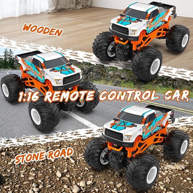 1:16 Scale RC Monster Truck - 2.4GHz All Terrain Car for Kids 4-12, 20 Km/h Off Road RC Truck, Christmas or Birthday Gift