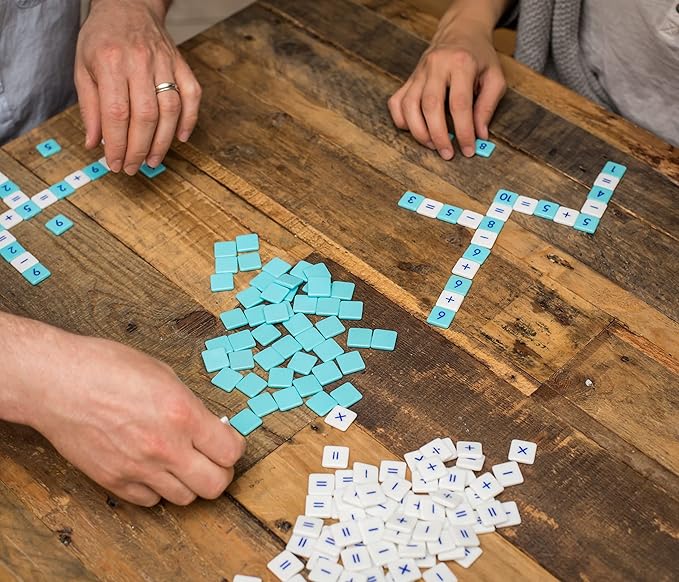 Mobi Educational Math Game - Addition, Subtraction, Multiplication and Division in a Crossword Grid, Numerical Function Tiles, Learning Math Games Kids - for Children Ages 8+