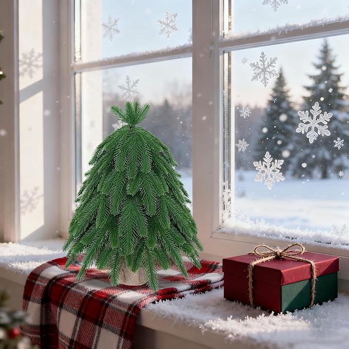 20IN Small Mini Christmas Tree for Tabletop, 1PC Artificial Desktop Christmas Tree with Norfolk Pine Top Design, Small Xmas Tree with Burlap Base for Table Desk Home Christmas Decor