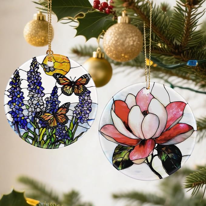 Magnolia Flower Christmas Ornaments: Christmas Tree Ornaments, Holiday Decor for Flower Lovers, Stocking Stuffers, Gift Ideas, Xmas Gifts & Gifts for Nature and Garden Lovers