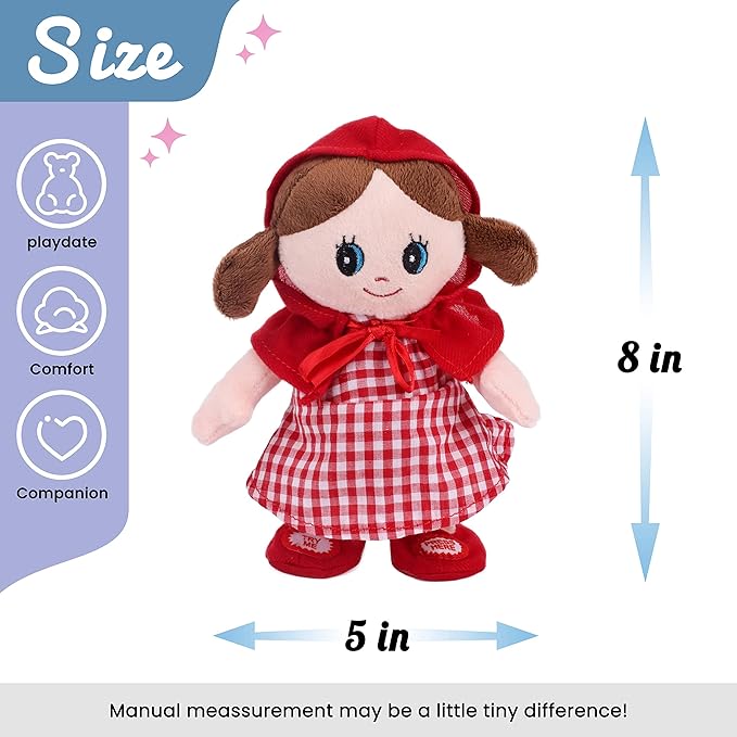 Hopearl Talking Singing Doll Repeats What You Say Girl Walking Electric Interactive Animated Toy Speaking Plush Buddy Gifts for Toddlers, Red, 8''