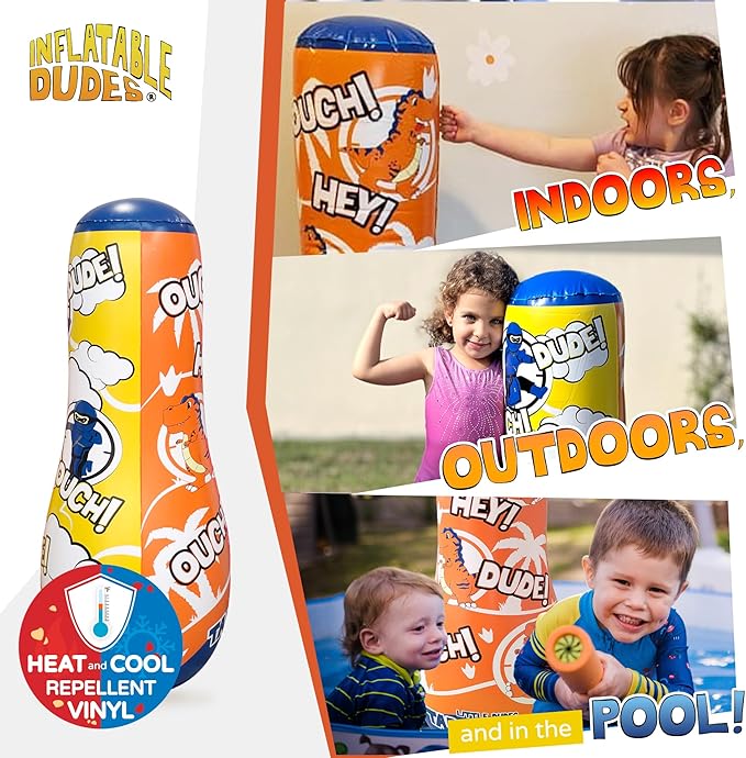 INFLATABLE DUDES Target Bags -Kids Punching Bag | Already Filled with Sand| Bop Bag | Premium Inflatable Toy | Punching Bag for Kids | Enhanced Bounce-Back Action! | Indoor Outdoor -Party Games