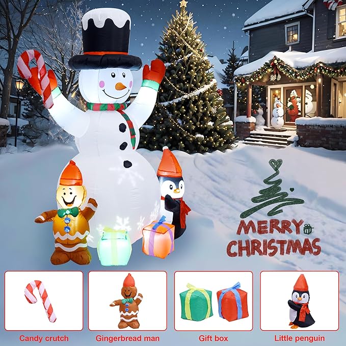 Christmas Decorations, Inflatable Snowman Christmas Yard Decoration - 6ft Built in Colorful Rotating LED Lights Blow Up Outdoor Yard Decorations for Holiday/Party/Lawn/Garden, Ultimate Unicorn