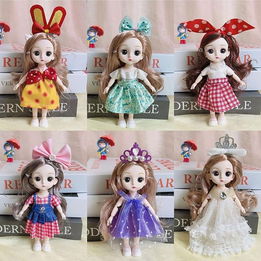 Thcbme 6 Pcs 6 Inch Princess Girl Mini Dolls, Small Princess Dolls, Little Girl Miniature Dolls for 3+ Year Old Girls