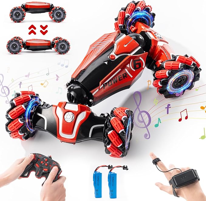 4WD Remote Control Gesture Sensor Car,Hand Controlled RC Stunt Car,Double-Sided Vehicle 360° Rotation with Light and Music, RC Toy Cars for Aged 4-13 Boys and Girls Birthday