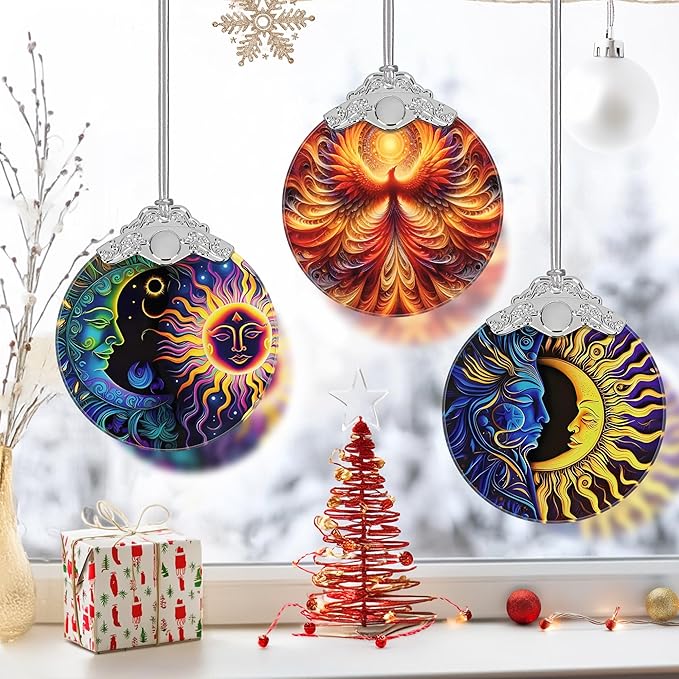 Phoenix Ornament, Christmas Ornaments, Christmas Decorations for Tree, Stained Glass Ornament, Heirloom Keepsake, Gift Exchange, Gift Ideas, Bauble Present