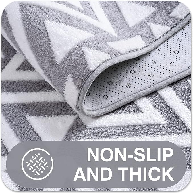 Ompaa Ultra Soft Shaggy Rugs Memory Foam Bedroom Carpet, Grey 3 x 5 Feet, Plush Geometric Textured Area Rugs for Living Room Couch Dorm Bedside Kids Girls Teens Room Nursery Decor Floor Mat