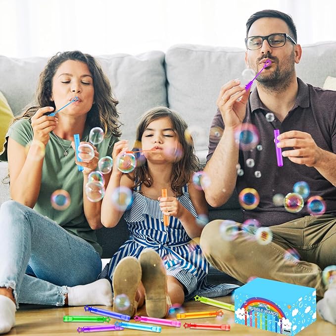 300 Pack Mini Bubble Wands for Kids, Bulk Rainbow Party Favors & Goodie Bag Stuffers Fillers for Toddlers, Prize Box Toys for Christmas Classroom Rewards, Bulk Gifts for Wedding, Pinata, Carnival