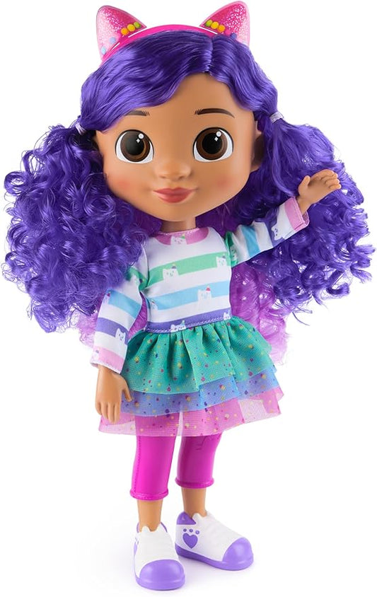Gabby's Dollhouse, Sing & Celebrate Gabby Girl Doll, 13-Inches Tall with Sound Effects & Reversible Cat Ears, Kids Toys for Girls & Boys Ages 3+
