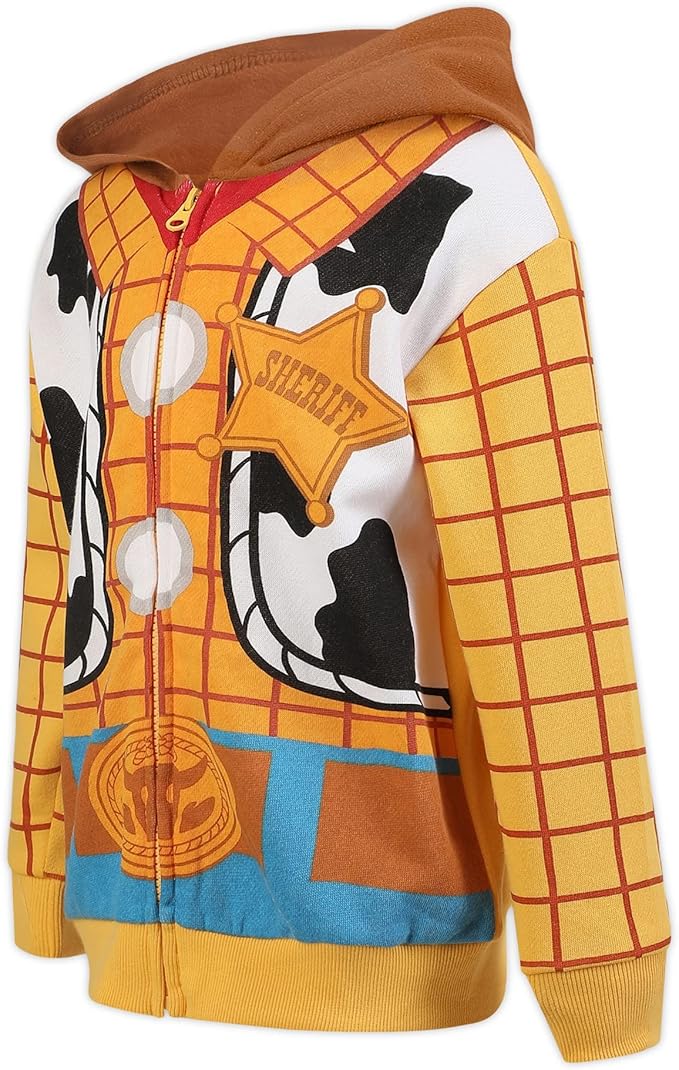 Disney Toy Story Woody or Buzz Lightyear Boys Zip Up Hoodie for Toddler and Little Kids