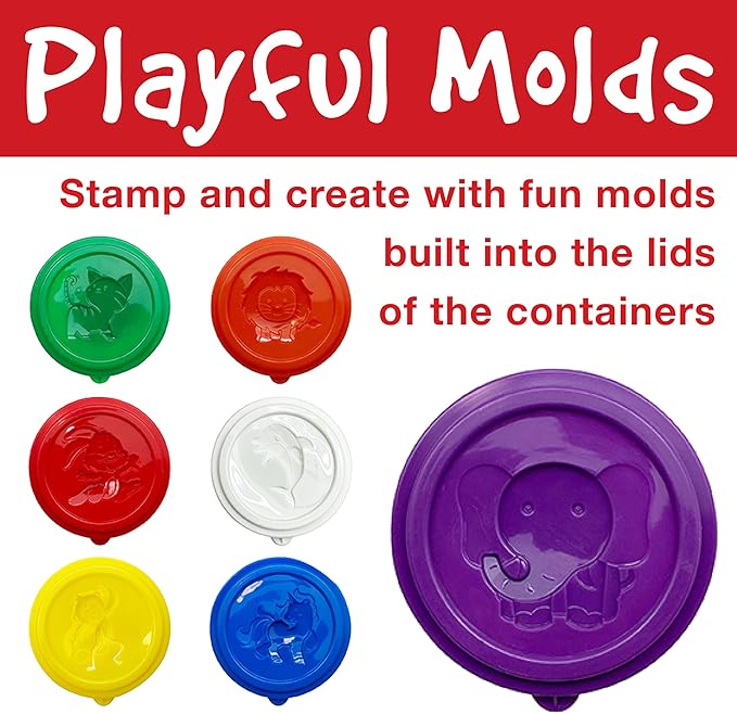 Faber-Castell Little Creatives Super Soft Modeling Dough - 12 Colors: Classic & Neon + Sculpting Tools, Learn & Play Non Toxic Playdough Kit for Toddlers, Preschool Ages 3+