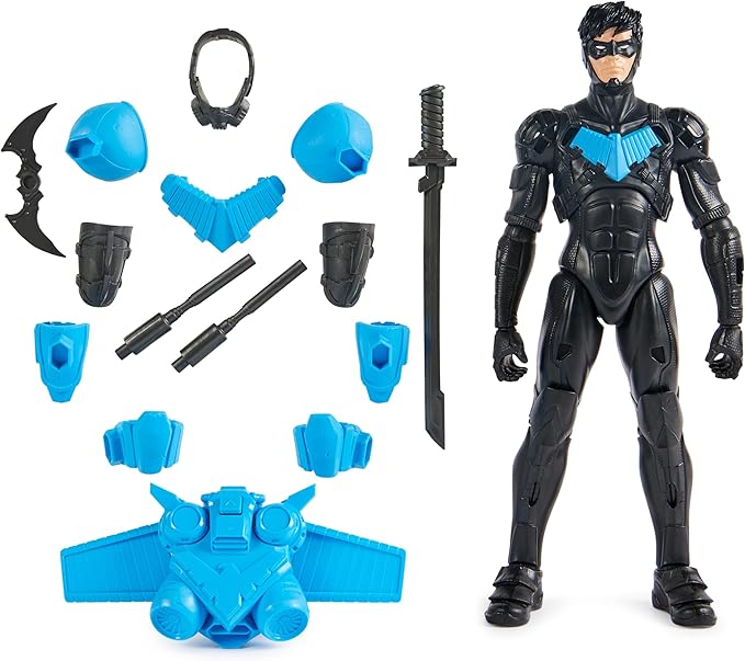 DC Comics, Batman Adventures, Nightwing Action Figure, 15 Armor Accessories, 17 Points of Articulation, 12-inch, Super Hero Kids Toy for Boys & Girls