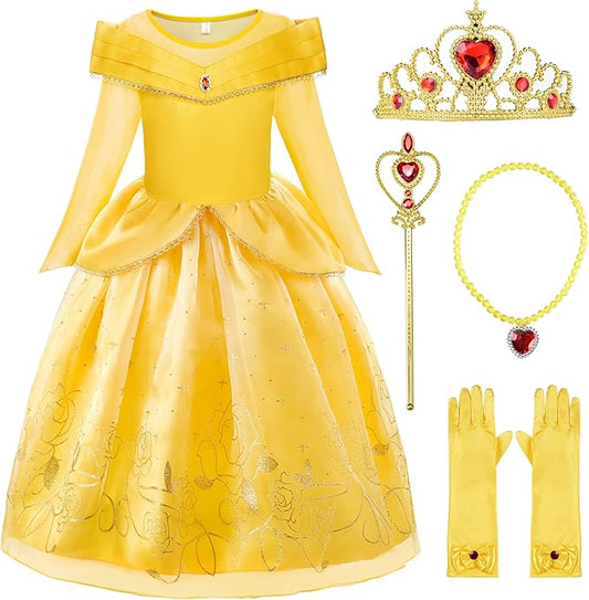 ReliBeauty Little Girls Princess Costume Dress up with Accessories, Yellow