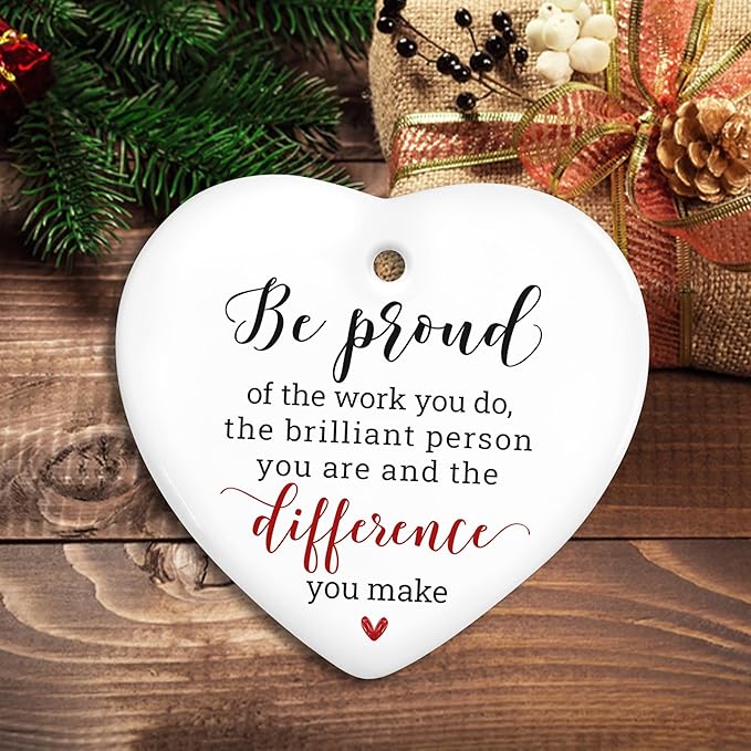 OASSIE Inspirational Gifts for Women, Christmas Ornaments 2025 - Christmas, Thank You Gifts for Women, Encouragement, Thank You Coworkers - Christmas Tree Decoration Ceramic Ornaments